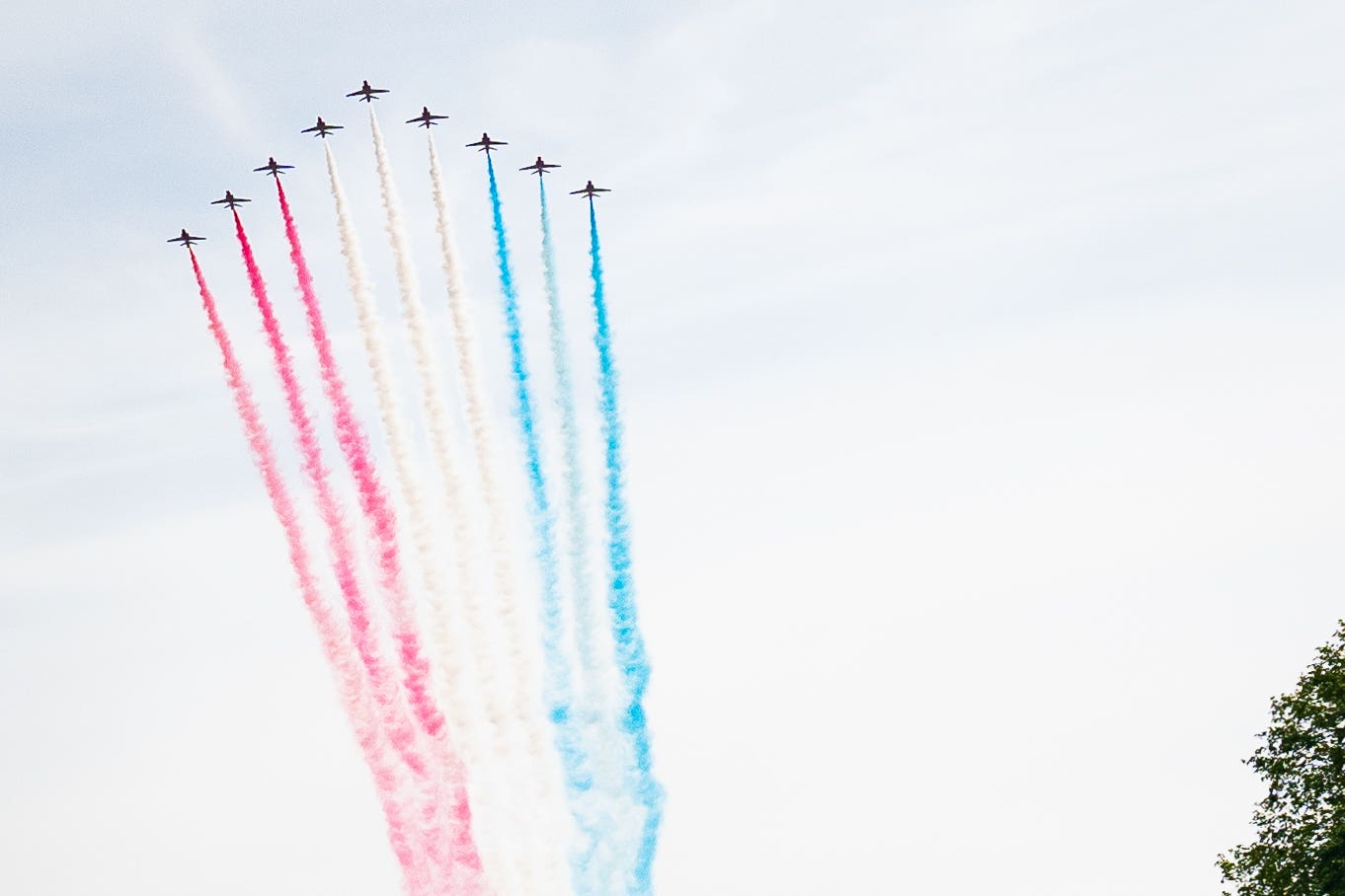 The Royal Air Force Red Arrows performed a flypast to mark the 75th anniversary of VE Day (Aaron Chown/PA)