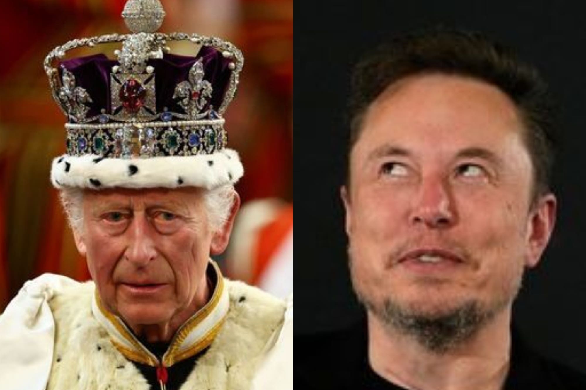 Elon Musk (R) has launched another social media smackdown against Sir Keir Starmer, calling on the King to step in (Hannah McKay, Kirsty Wigglesworth, PA)