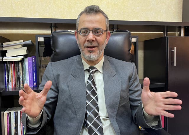 <p>Syria’s new education minister Nazir Mohammad al-Qadri during an interview with Reuters in Damascus</p>