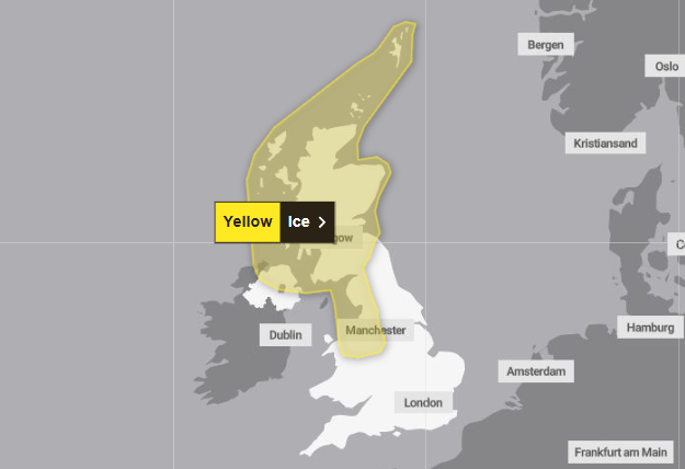 The weather warning will be in place until 10am on Saturday