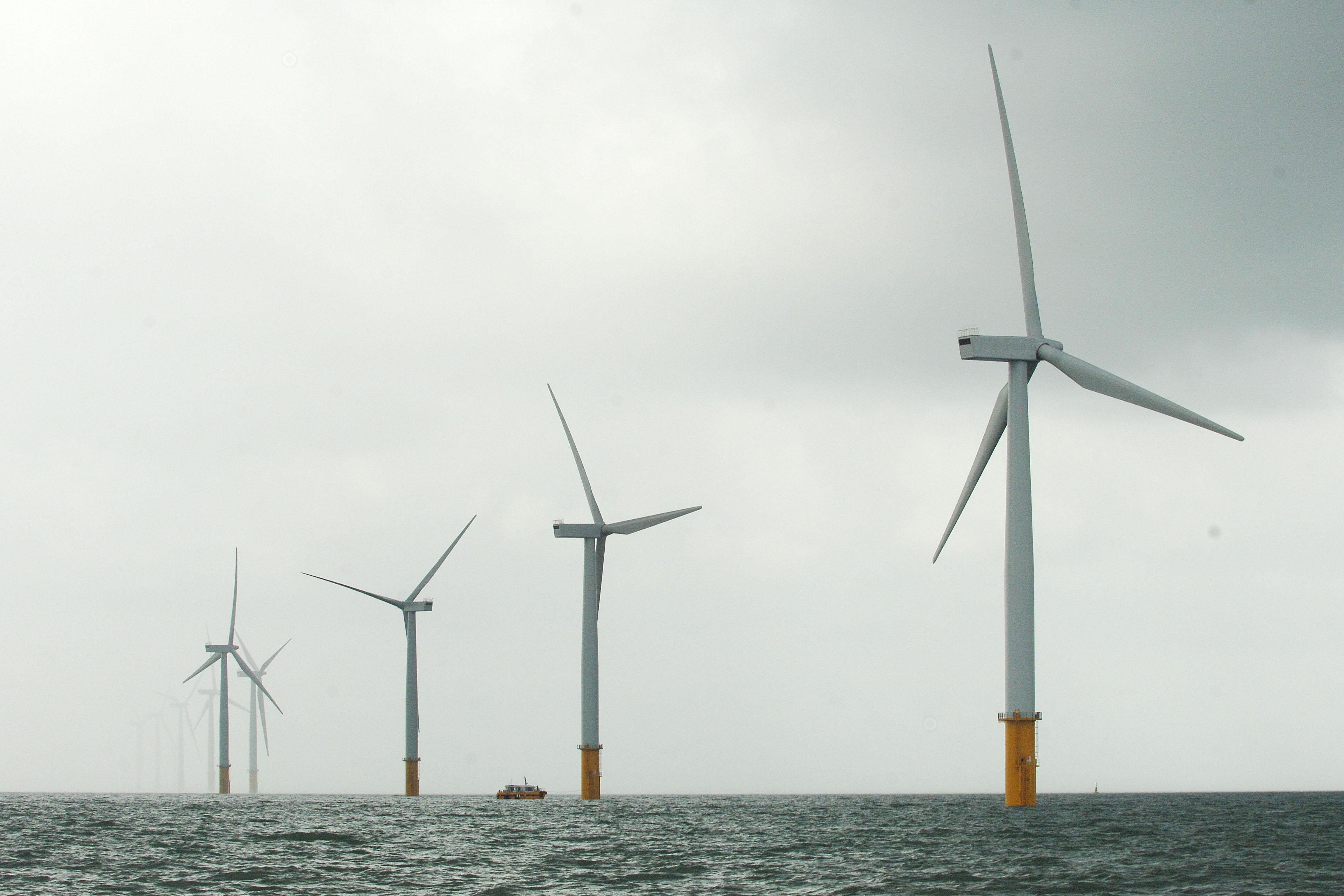 Offshore wind turbines are replacing oil and gas production in the North Sea (Anna Gowthorpe/PA)