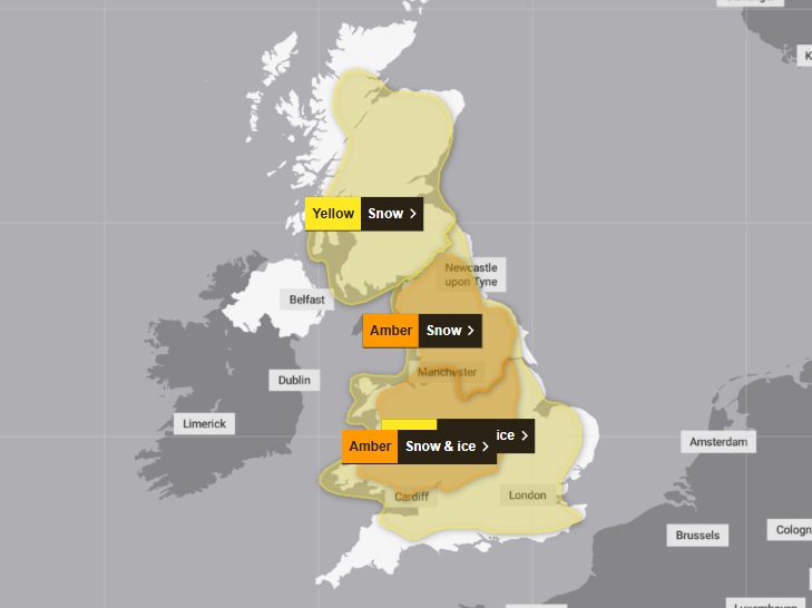 The ice warning will be replaced by a snow warning for most of Scotland