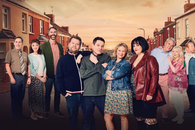 The cast from Gavin and Stacey: The Finale, Bryn (ROB BRYDON), Gwen (MELANIE WALTERS), Jason (ROBERT WILFORT), Smithy (JAMES CORDEN), Gavin (MATHEW HORNE), Stacey (JOANNA PAGE), Nessa (RUTH JONES), Mick (LARRY LAMB), Pam (ALISON STEADMAN), Peter (ADRIAN SCARBOROUGH), Dawn (JULIA DAVIS) (Tom Jackson/PA)