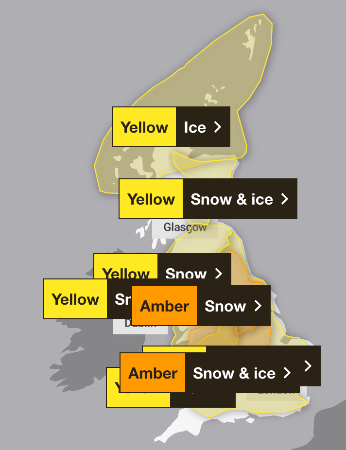 The Met Office has issued three more new weather warnings for tomorrow