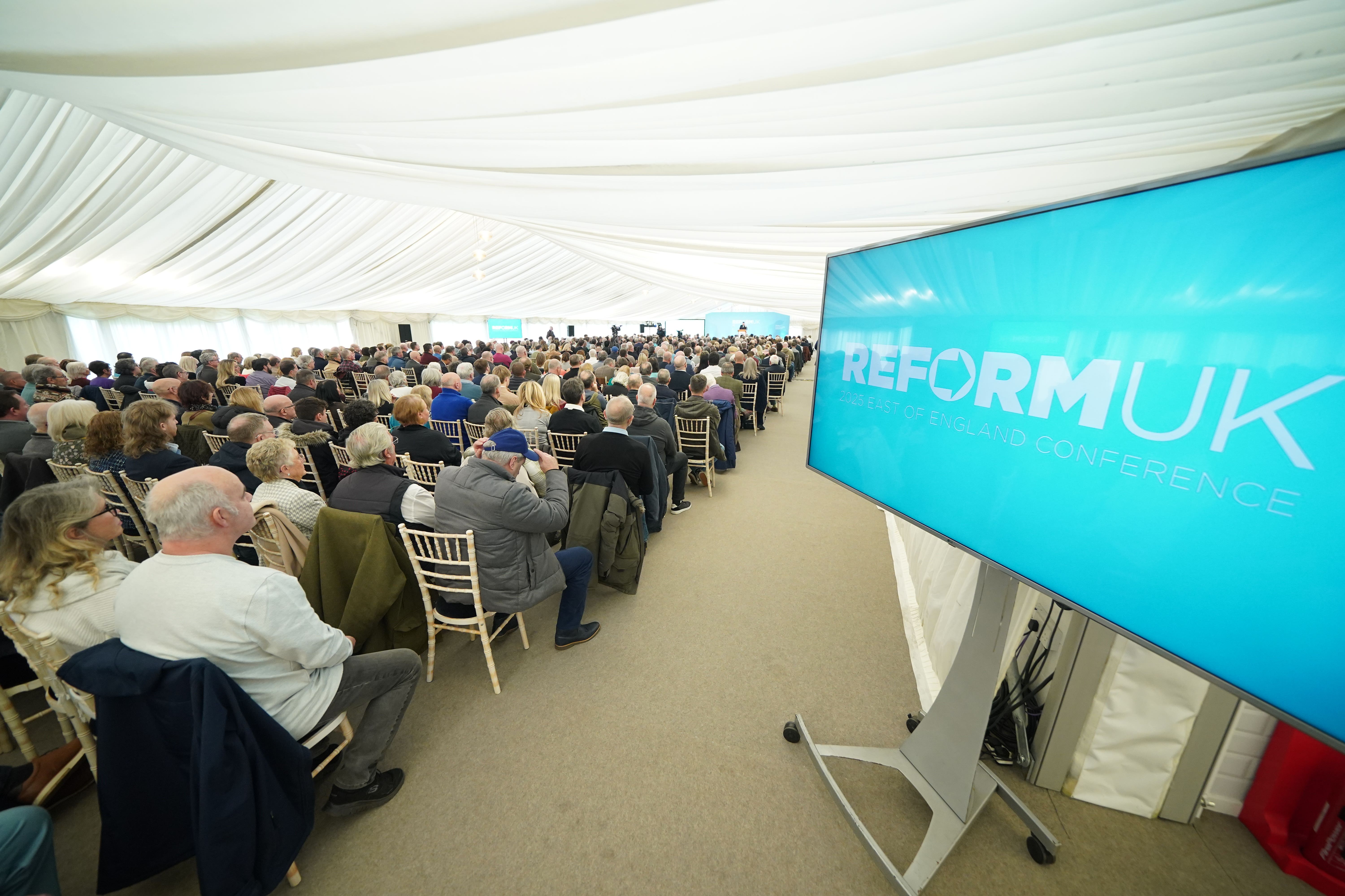 Attendees during the Reform UK east of England conference at Chelmsford City Racecourse (Yui Mok/PA)