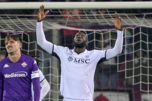 Napoli’s Romelu Lukaku scored from the penalty spot in a 3-0 Serie A win at Fiorentina (Fabrizio Corradetti/AP)