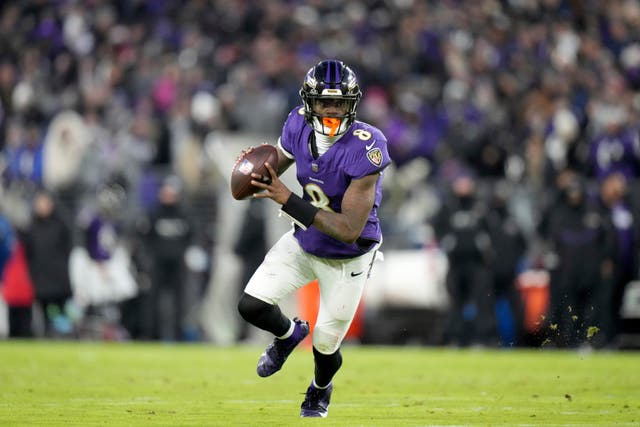 Baltimore Ravens quarterback Lamar Jackson scrambles against the Cleveland Browns (Stephanie Scarbrough/AP)