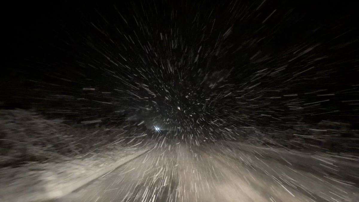 Snowfall on A3 in Surrey as weather causes flight delays and motorway chaos