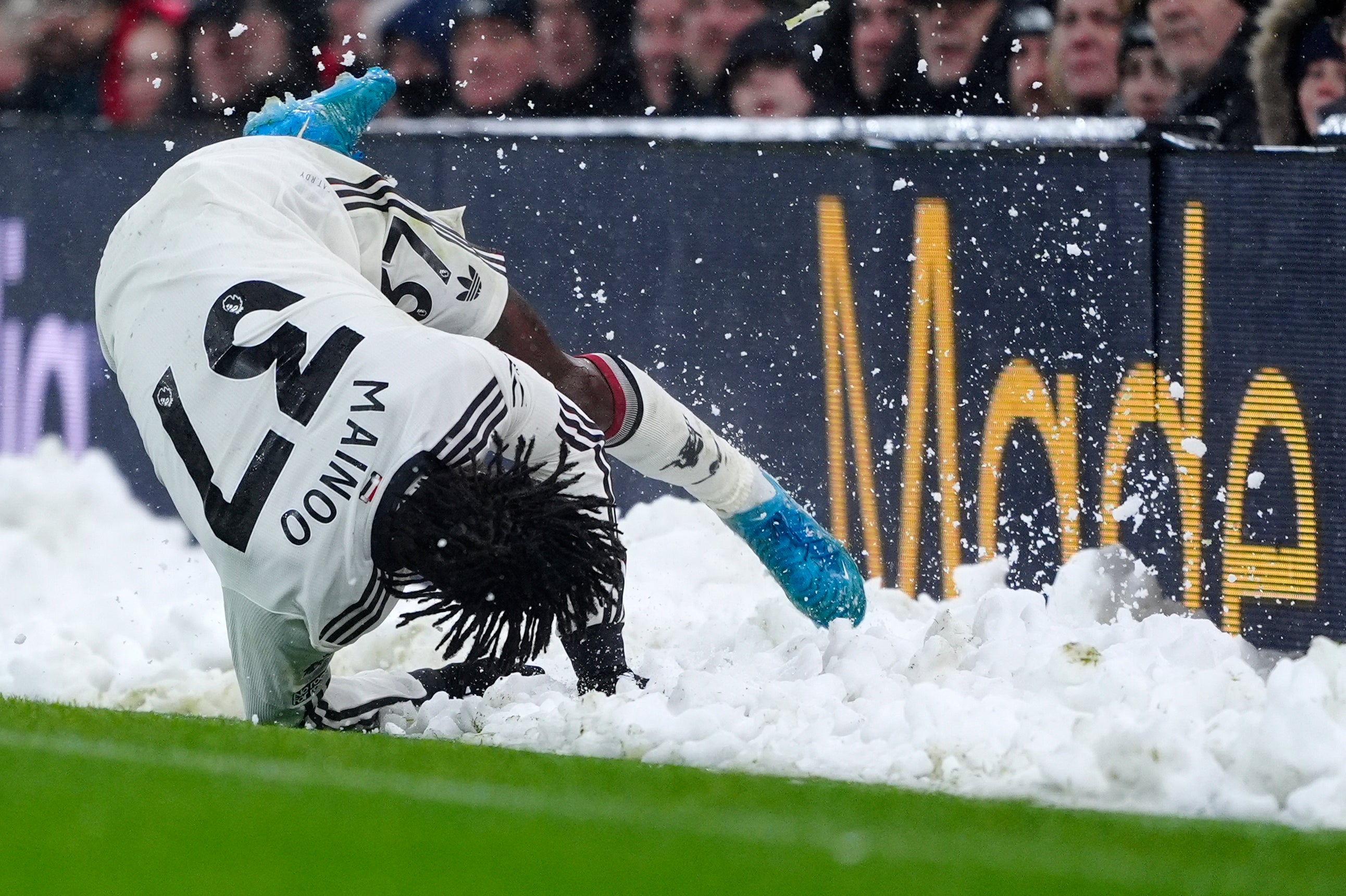 The Premier League match went ahead despite the extreme weather