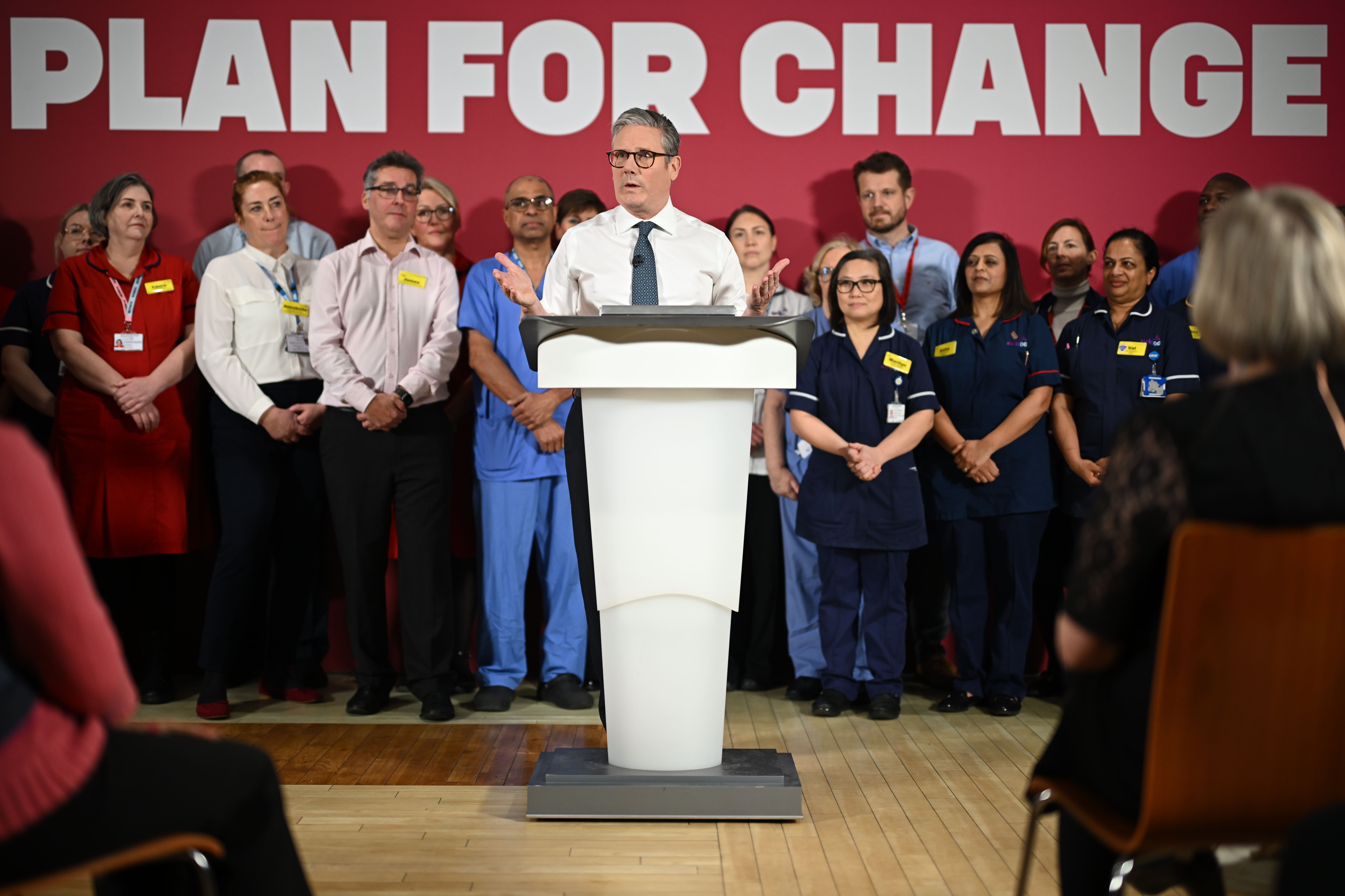 Keir Starmer delivers a speech during a visit to Surrey (Leon Neal/PA)