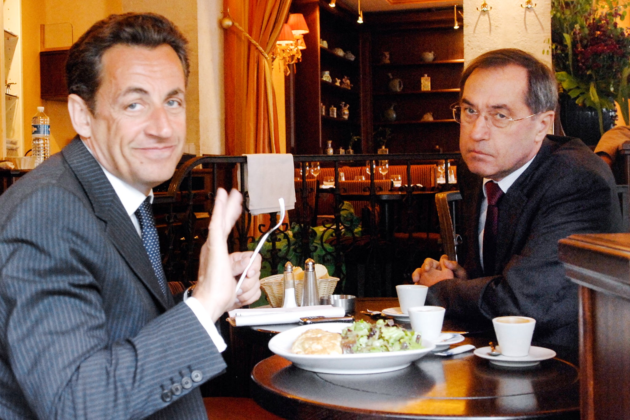 Sarkozy’s political adviser Claude Gueant (right), seen here in May 2007, is also on trial