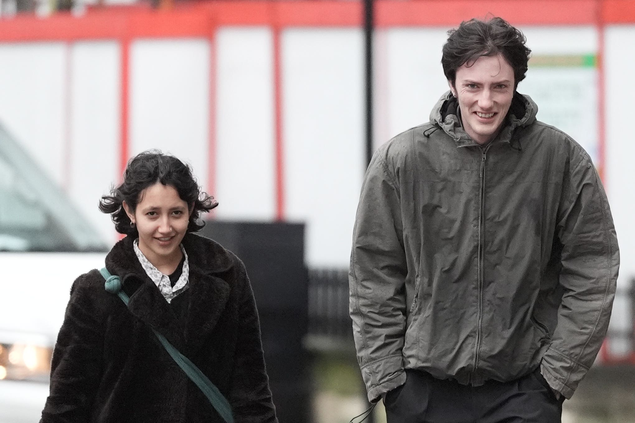 Just Stop Oil activists Ishani Milward-Bose and Daniel Wills arriving at Westminster Magistrates’ Court for sentencing after previously being found guilty of one count each of ‘interfering with the use or operation of a key national infrastructure’ following a protest in November 2023 in Hendon (Stefan Rousseau/PA)