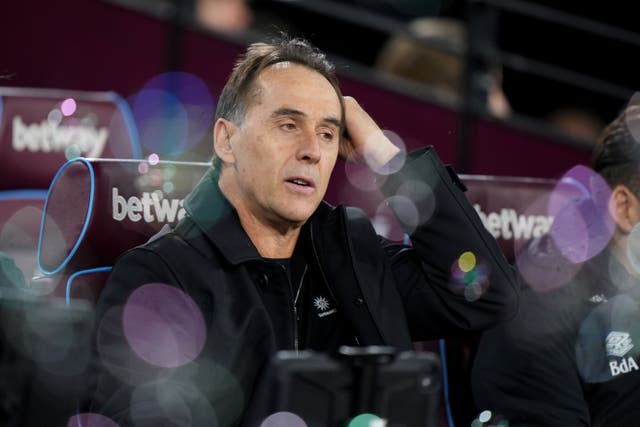 Julen Lopetegui’s West Ham have suffered recent heavy defeats (Bradley Collyer/PA)