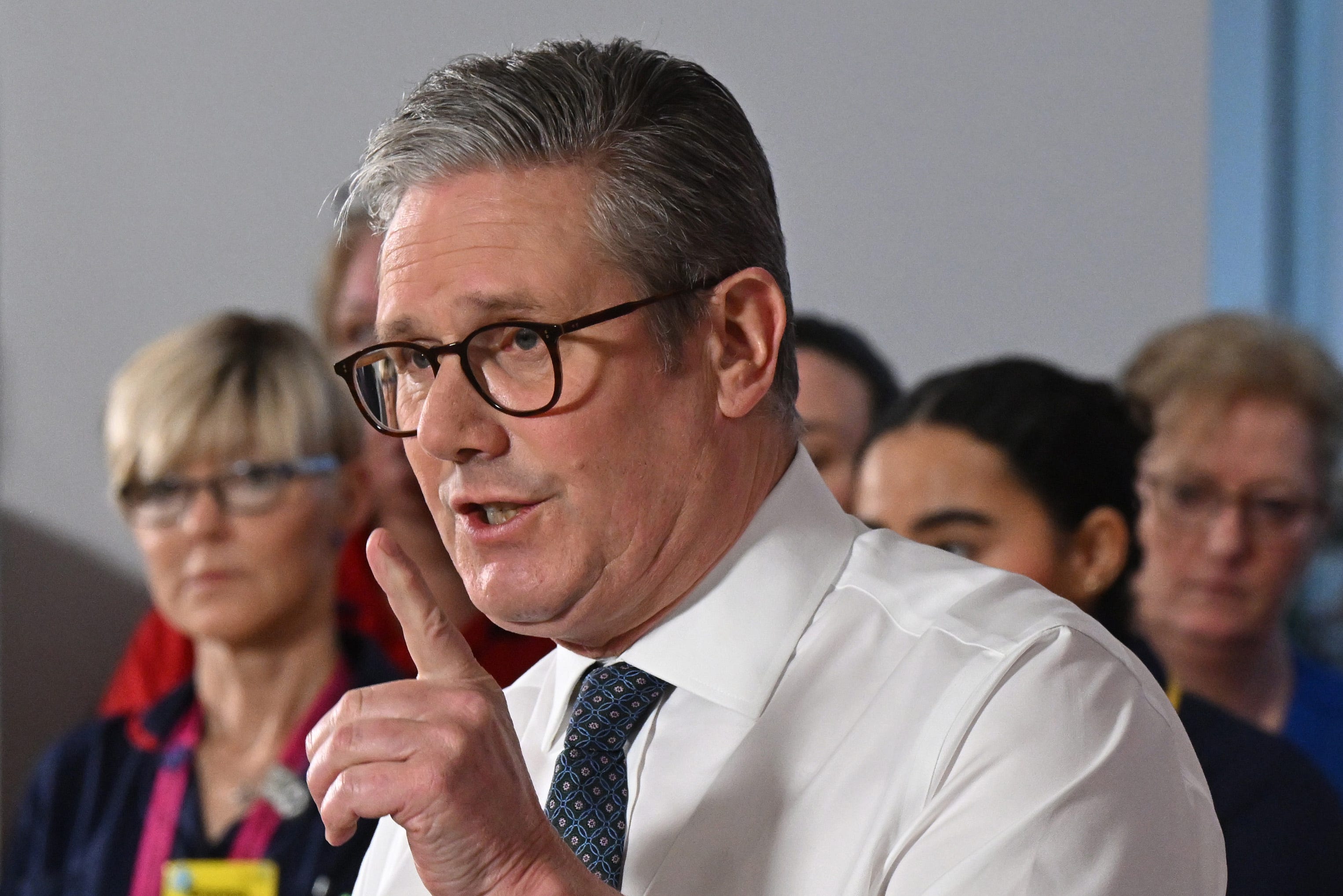 Prime Minister Sir Keir Starmer giving a speech during a visit to Elective Orthopaedic Centre in Epsom, Surrey. The Prime Minister has defended his record of prosecuting grooming gangs from attacks by Elon Musk. (Leon Neal/PA)