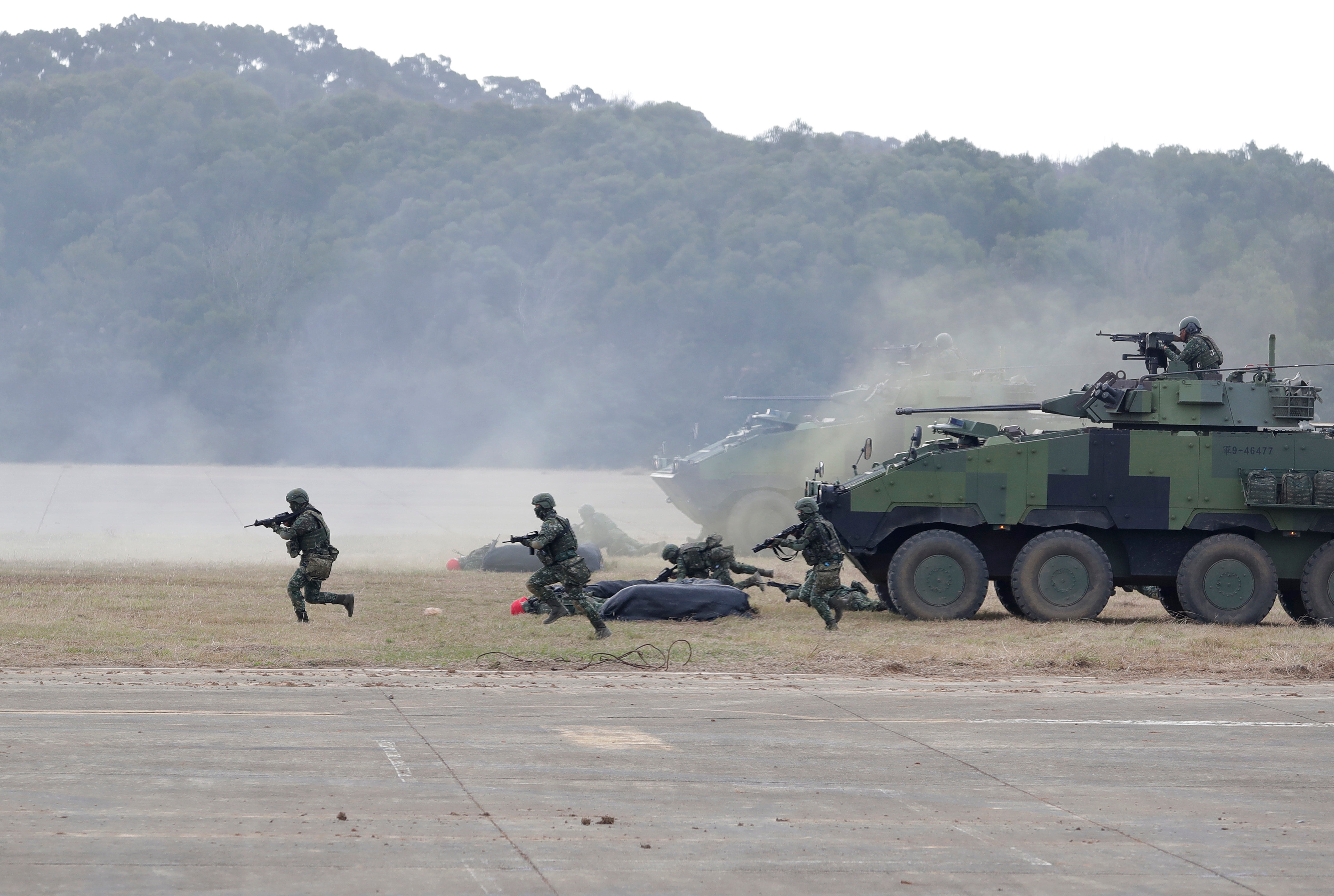 Taiwan's military holds a military exercise in Hsinchu County, northern Taiwan, on 7 January