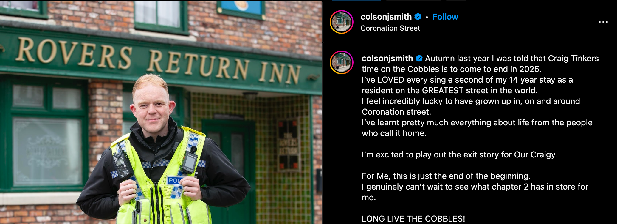 Colson Smith reveals he’s been axed from ‘Corrie’