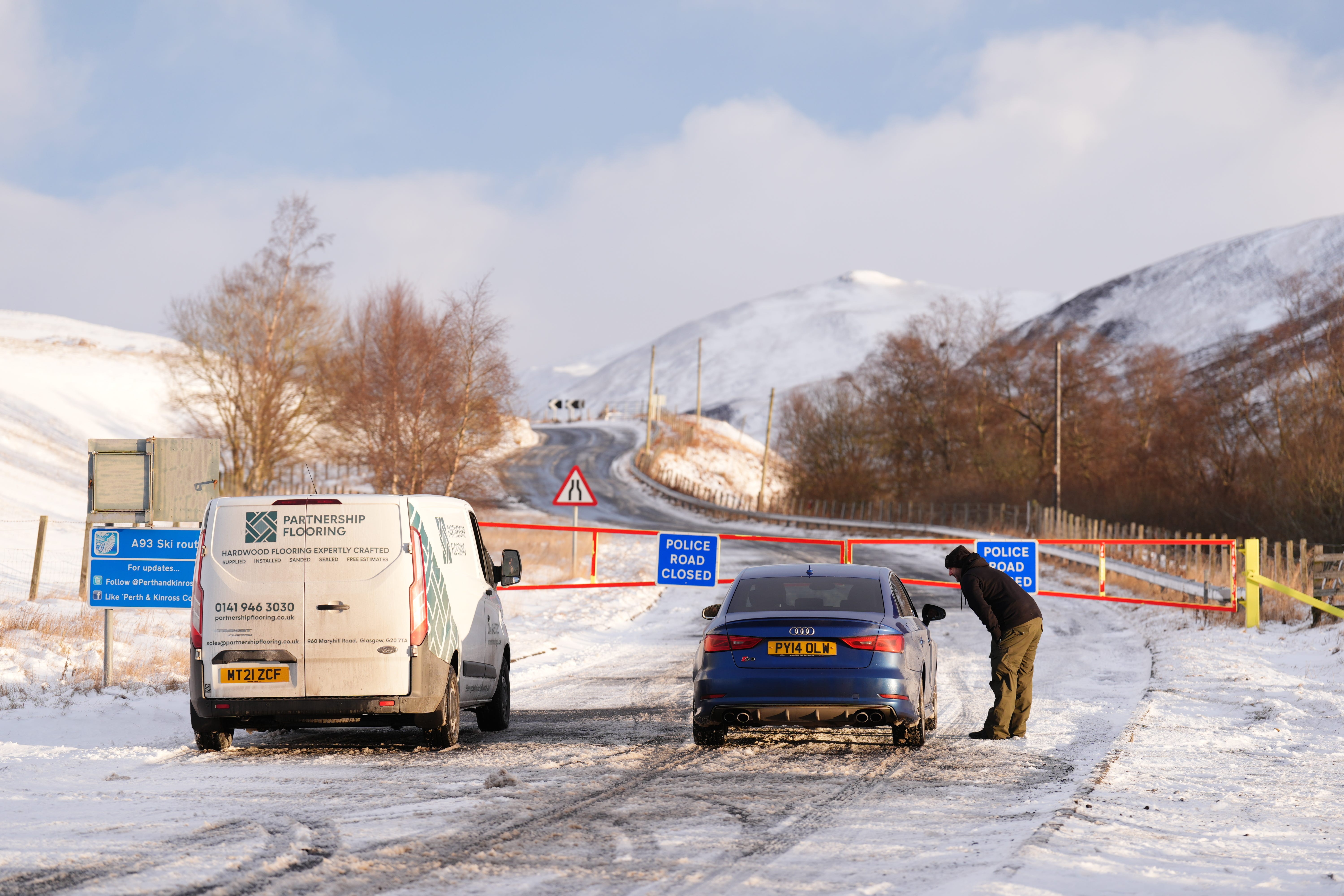 Ongoing wintry weather in many parts of Scotland has seen roads and schools closed, and flights cancelled from Aberdeen Airport (Andrew Milligan/PA)