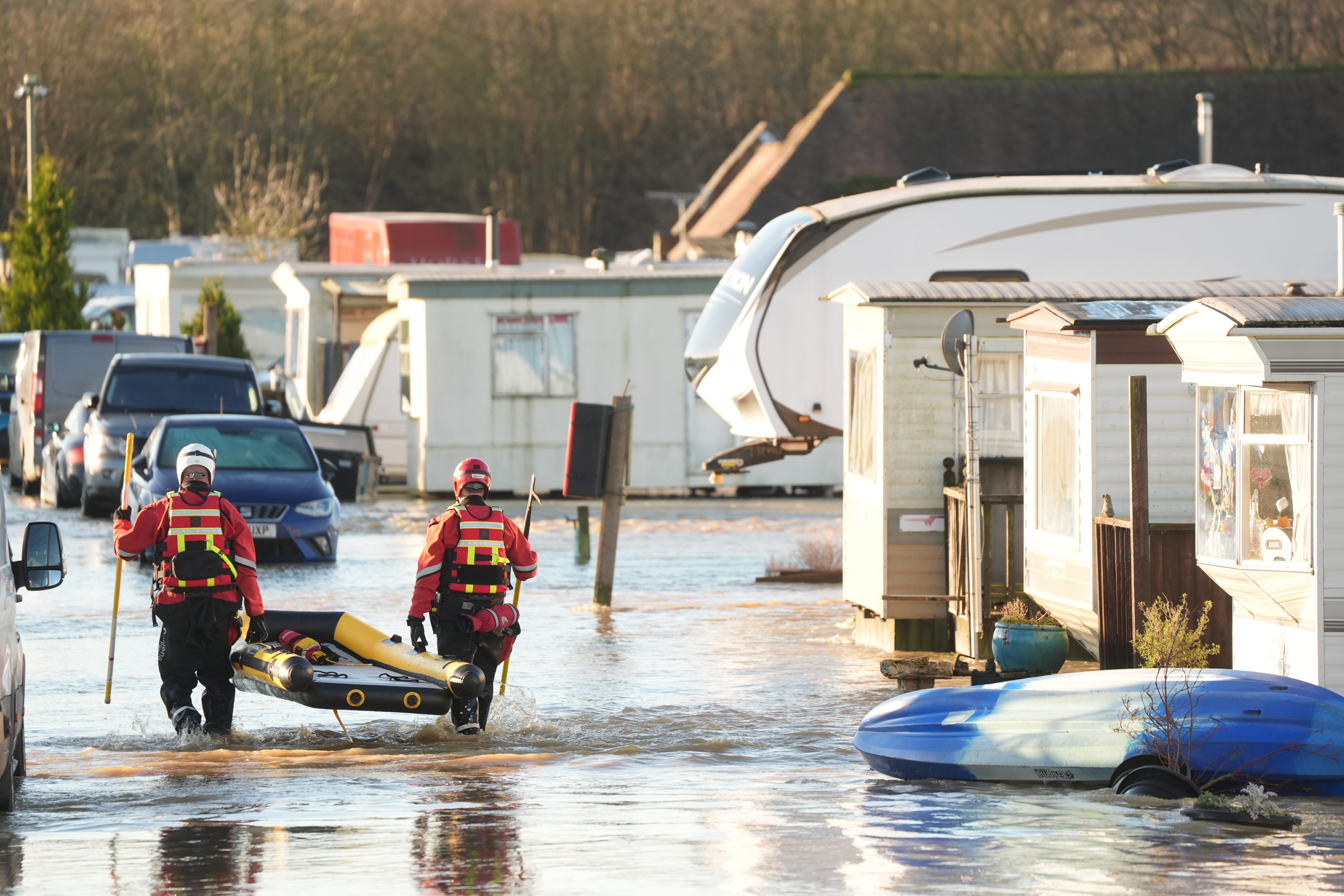 Flooding at a caravan park near Barrow upon Soar, Leicestershire (Joe Giddens/PA)