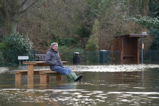 <p>Rising floodwater in  Quorn, Leicestershire</p>