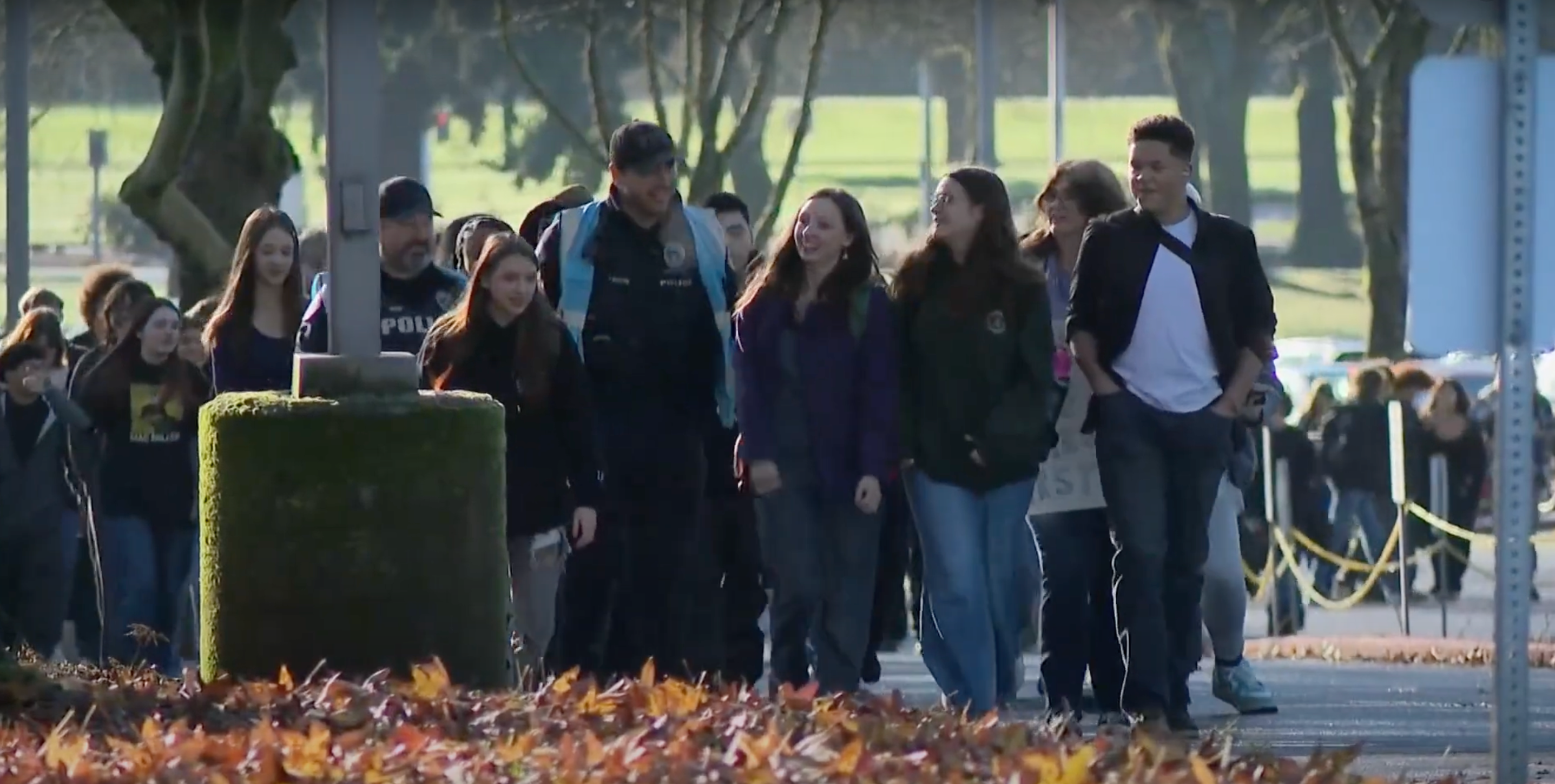 Students marched down to the Vancouver Public Schools district headquarters Monday in an act of protest upset over the case involving a teacher and alleged sexual misconduct