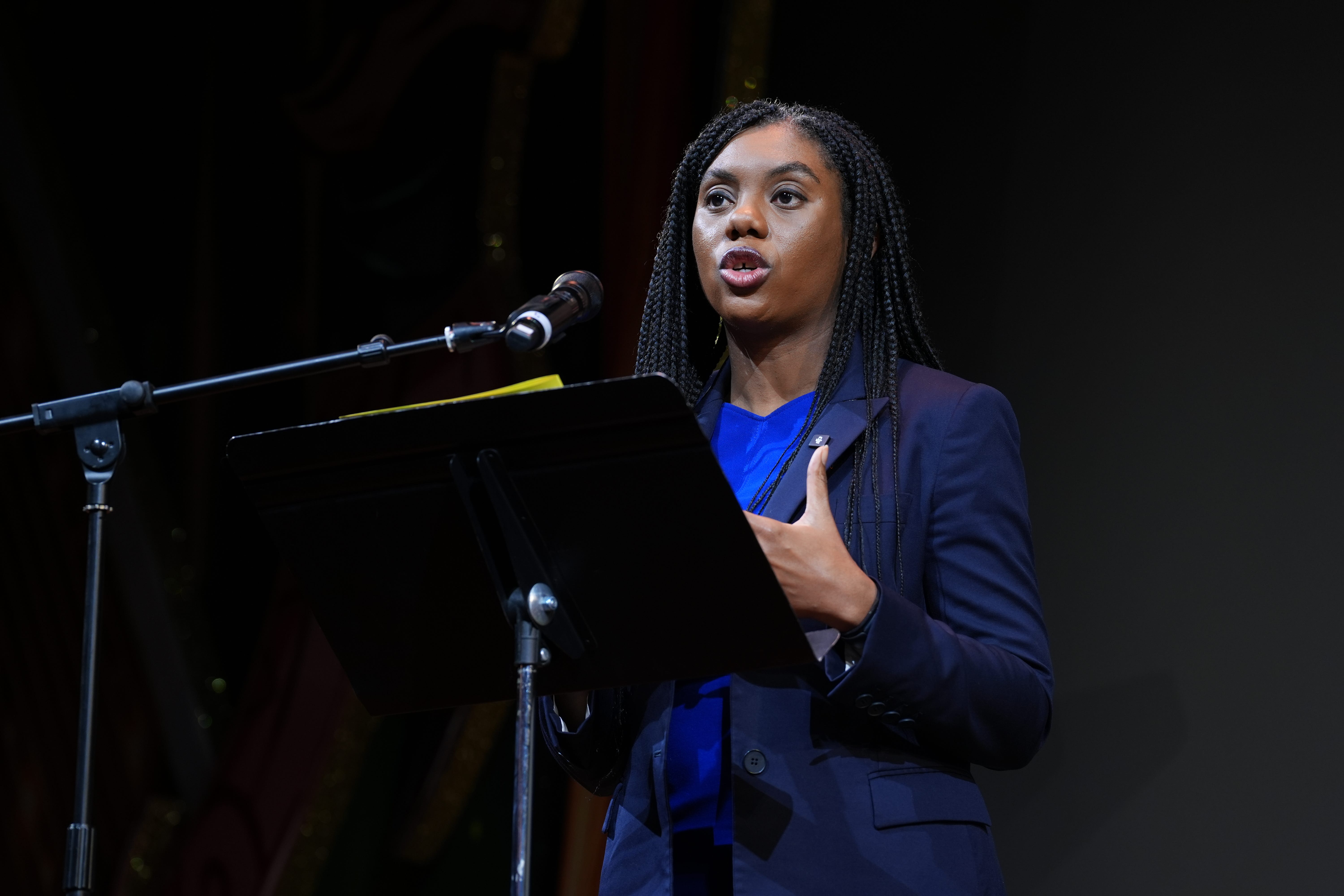 Conservative leader Kemi Badenoch, whose party is pushing for a symbolic vote on a new child sexual abuse inquiry (Lucy North/PA)