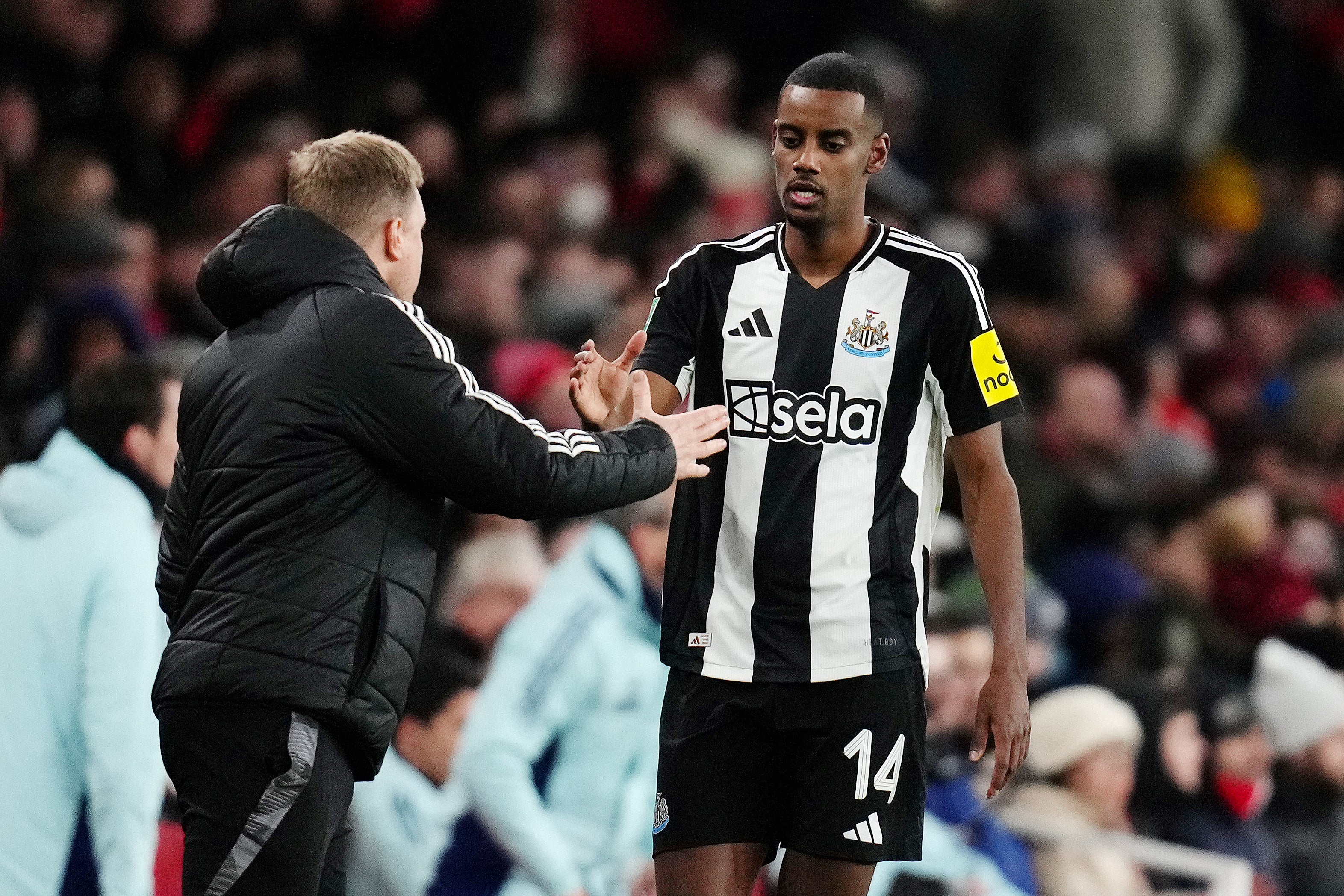 Alexander Isak, right, scored again for Newcastle (John Walton/PA)