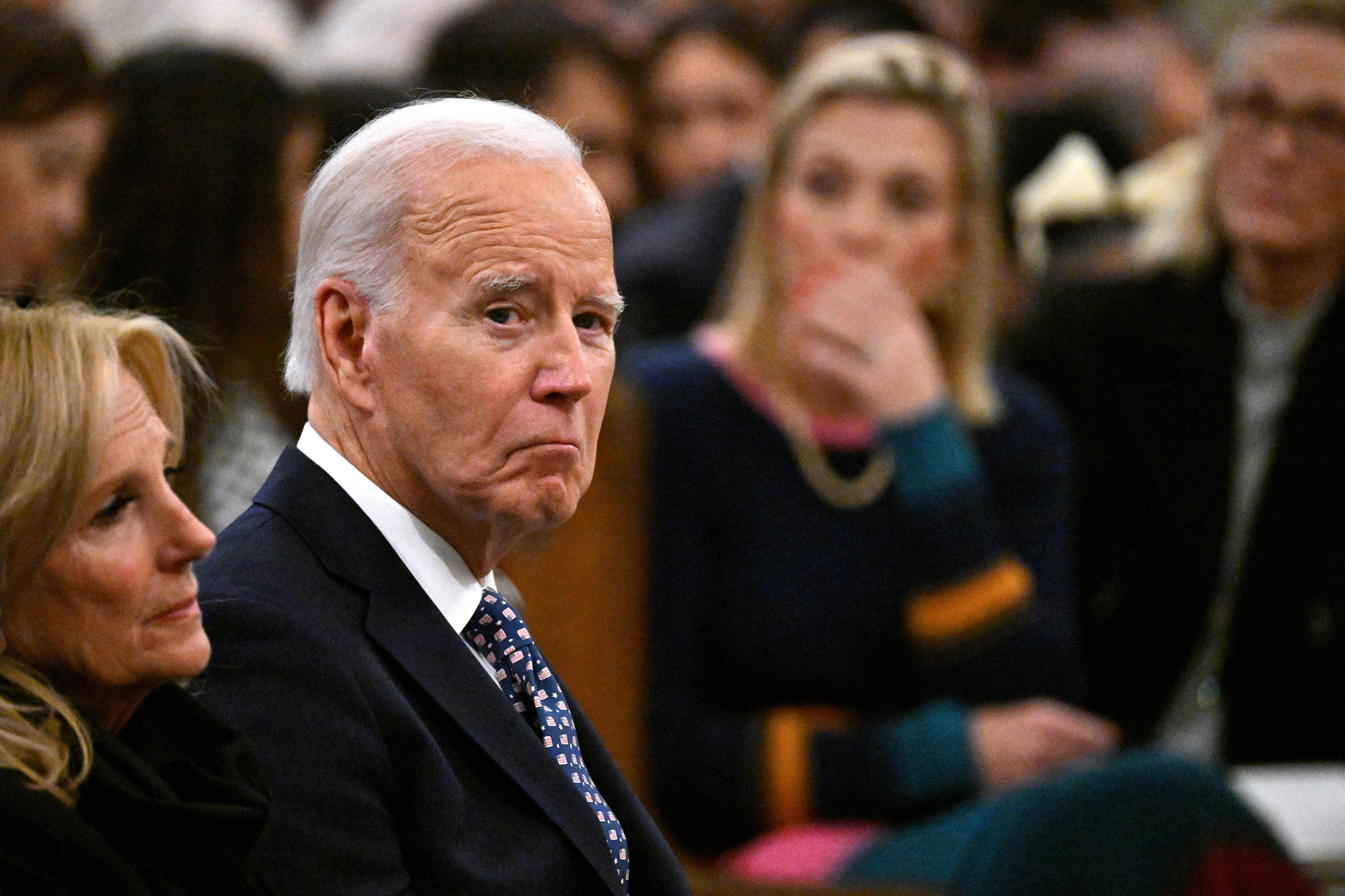 US president Joe Biden and First Lady Jill Biden attend an interfaith prayer service