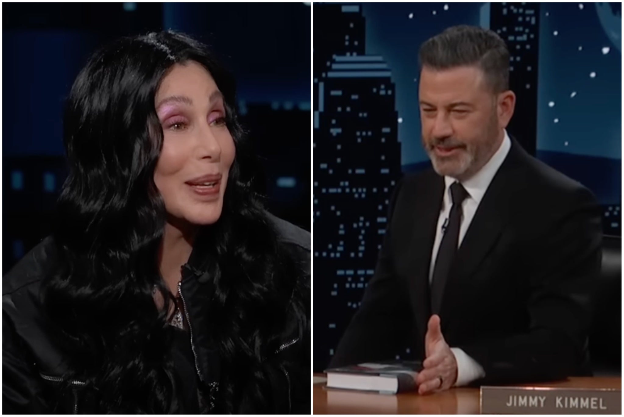 Cher appeared on Jimmy Kimmel's late-night show to talk about her memoir