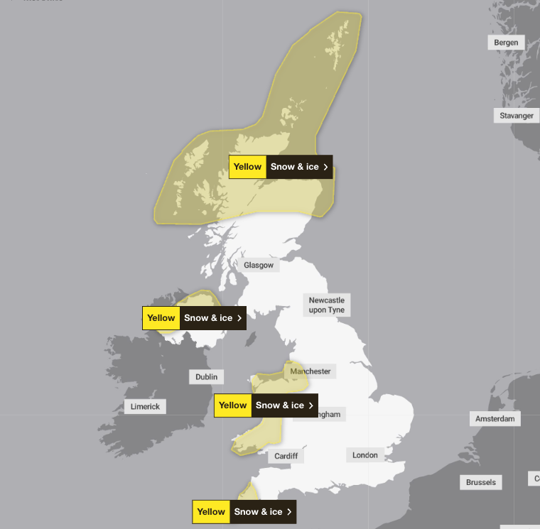 Fresh yellow weather warnings have been introduced for Wednesday and Thursday