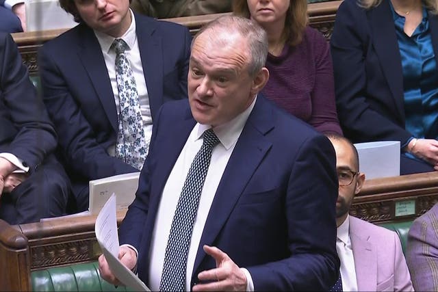 Liberal Democrat leader Sir Ed Davey has asked Prime Minister Sir Keir Starmer to change the rules around party funding amid Elon Musk’s continued interest in British politics (House of Commons/UK Parliament/PA)