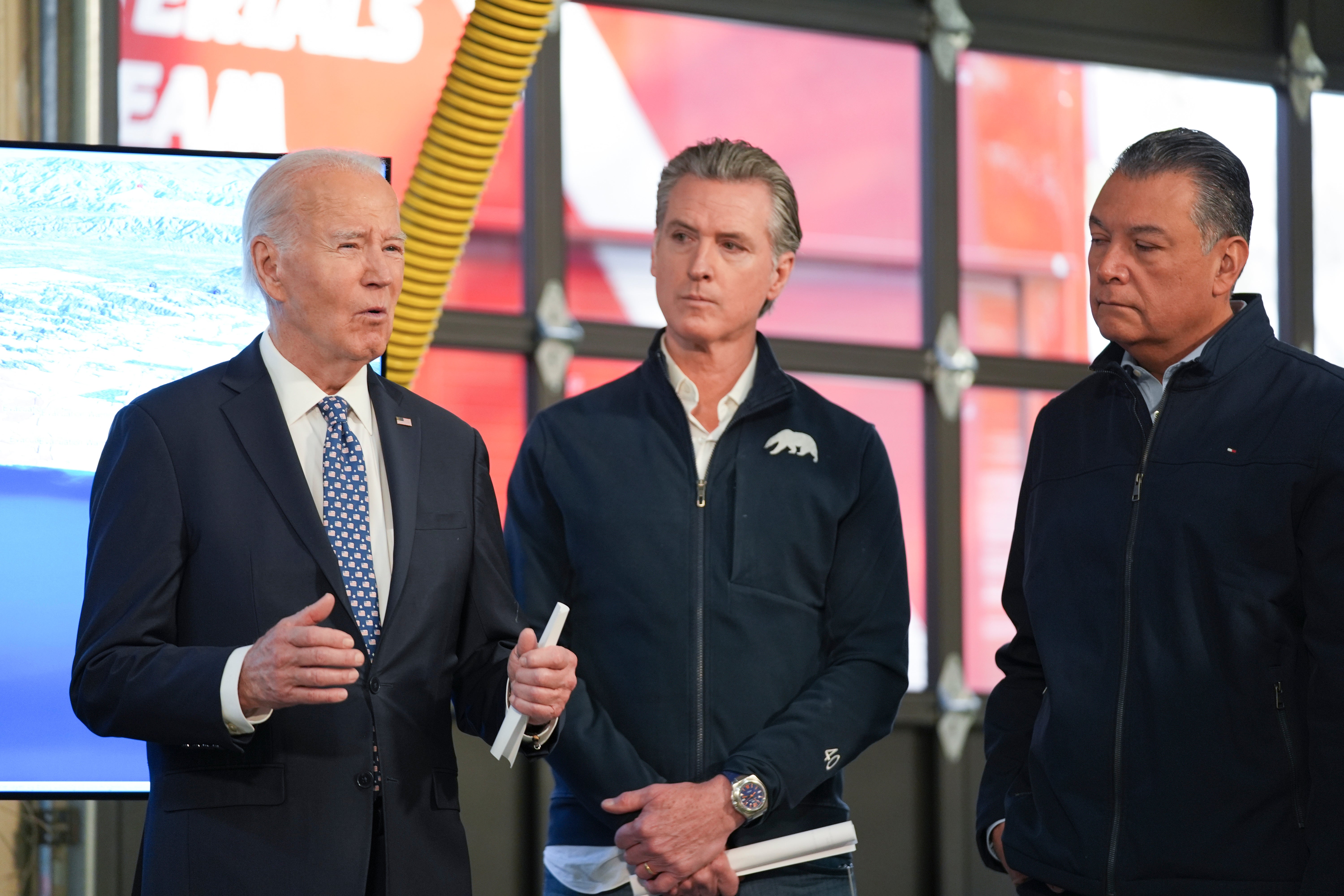 President Joe Biden delivers remarks regarding the ongoing wildfires impacting Southern California alongside California Gov. Gavin Newsom at Santa Monica Fire Department Station 5 in Santa Monica, Calif., Wednesday, Jan. 8, 2025.