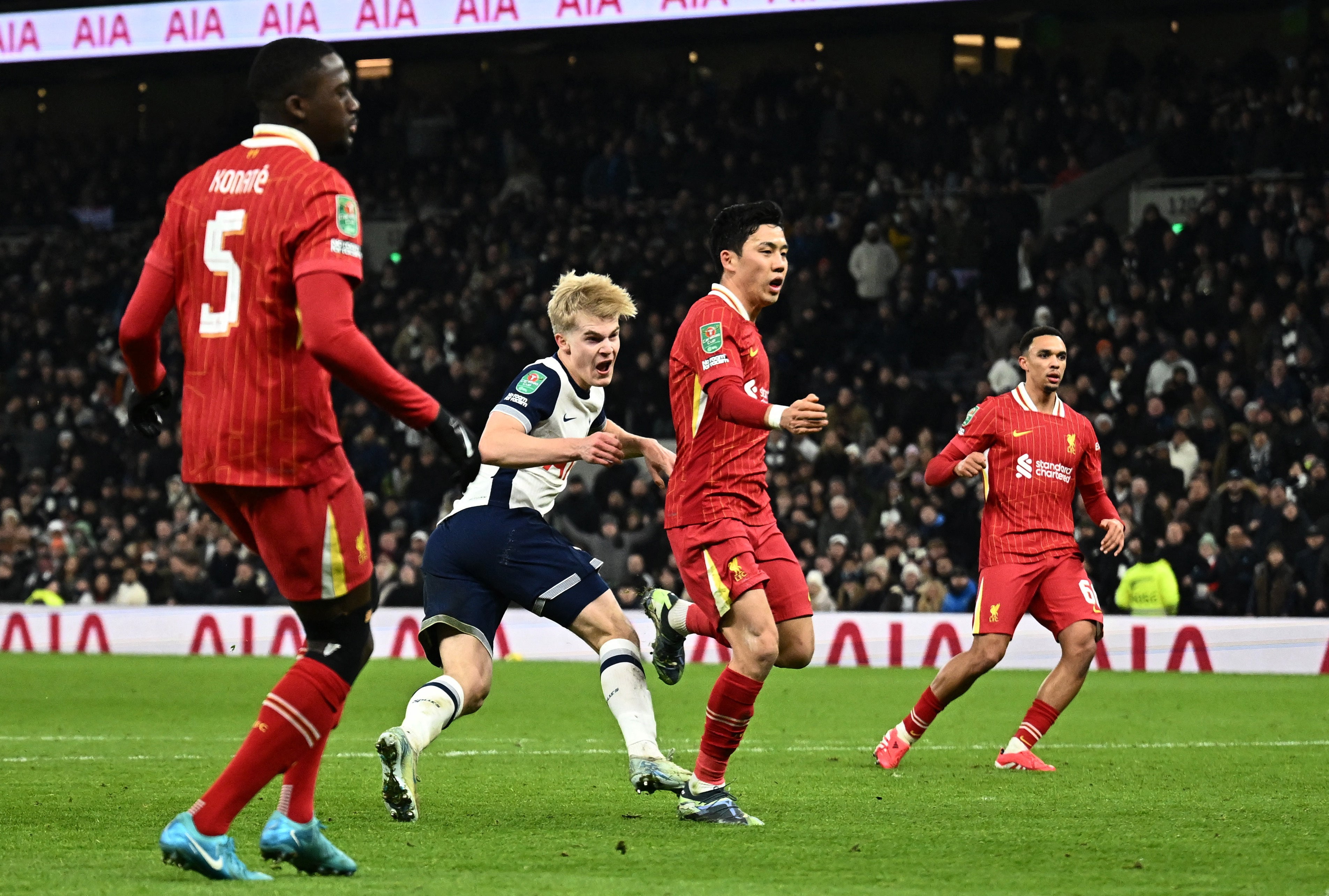 Lucas Bergvall netted the only goal of the game, his first for Tottenham