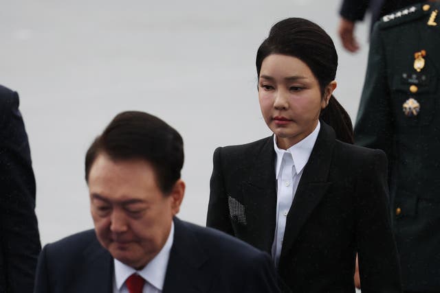 <p>File: Former South Korean President Yoon Suk Yeol and his wife Kim Keon Hee</p>