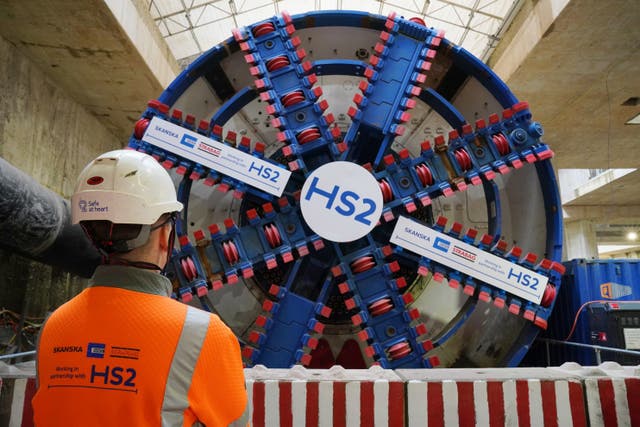 HS2 tunnelling at Old Oak Common in west London (Jonathan Brady/PA)