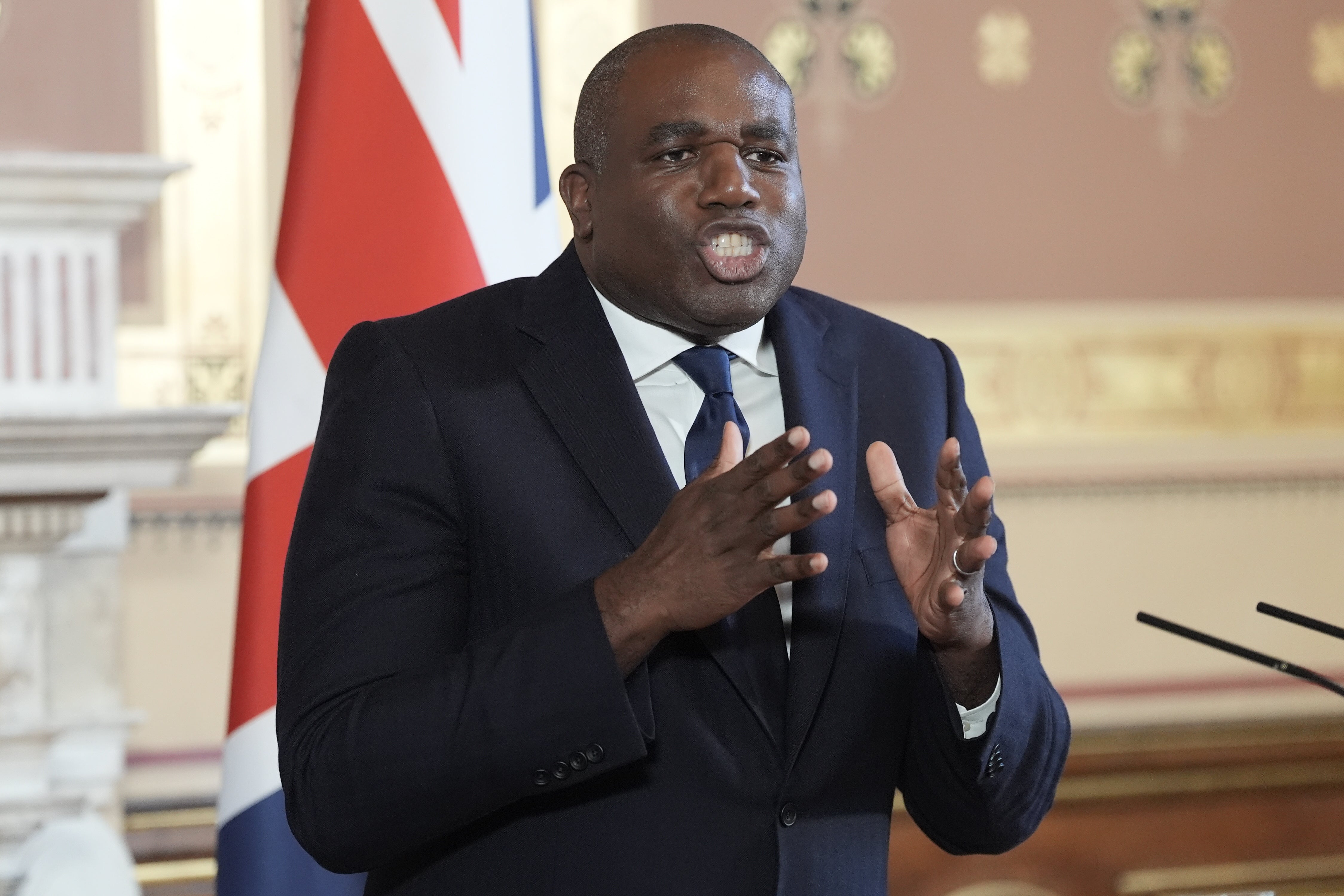 Foreign secretary David Lammy delivers a speech at the Foreign, Commonwealth and Development Office