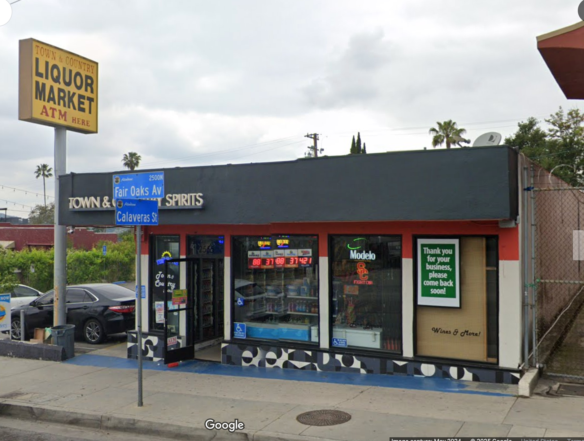 The liquor store pictured on Street View in May 2024