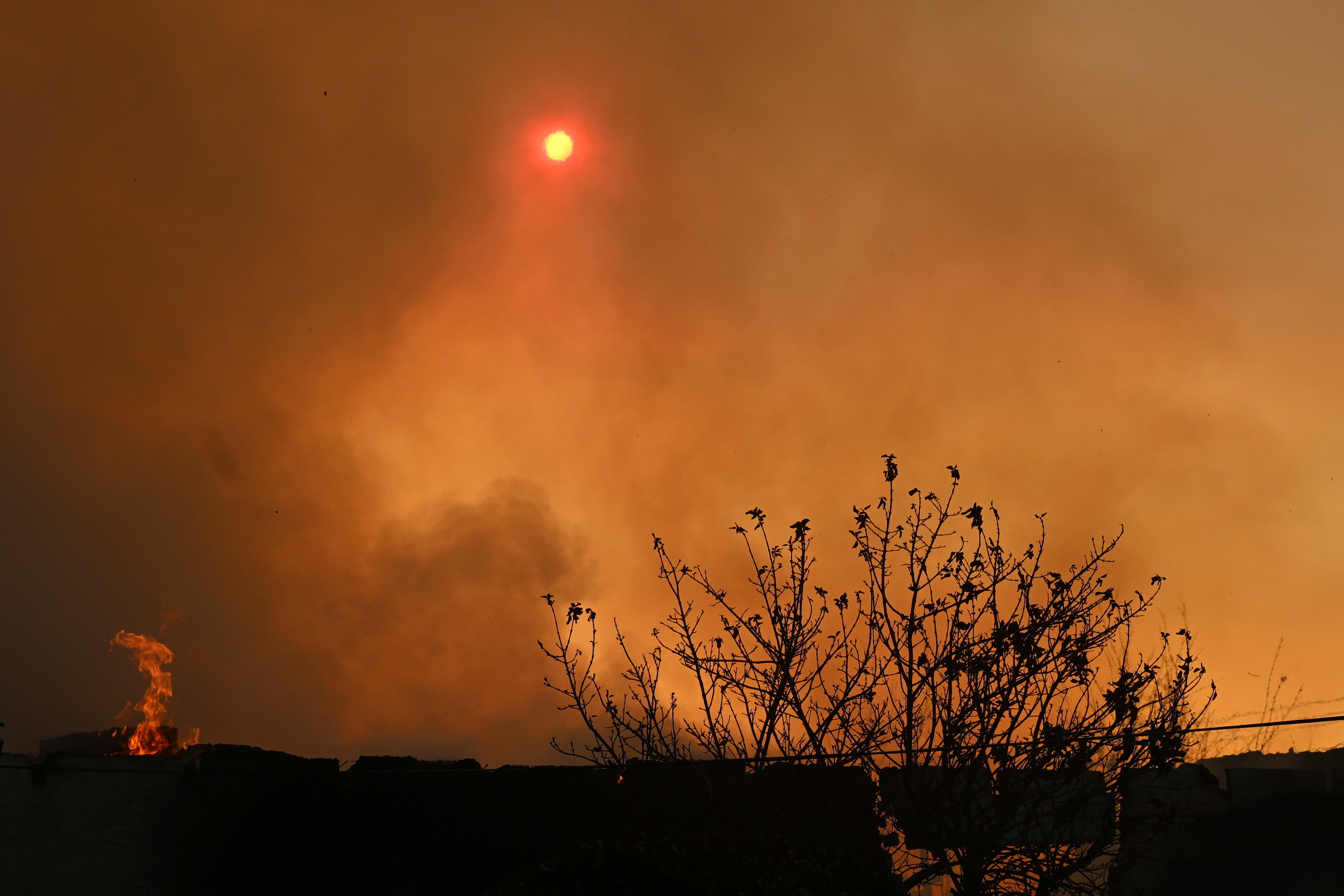 The Eaton Fire burns in Altadena, California, on Thursday.