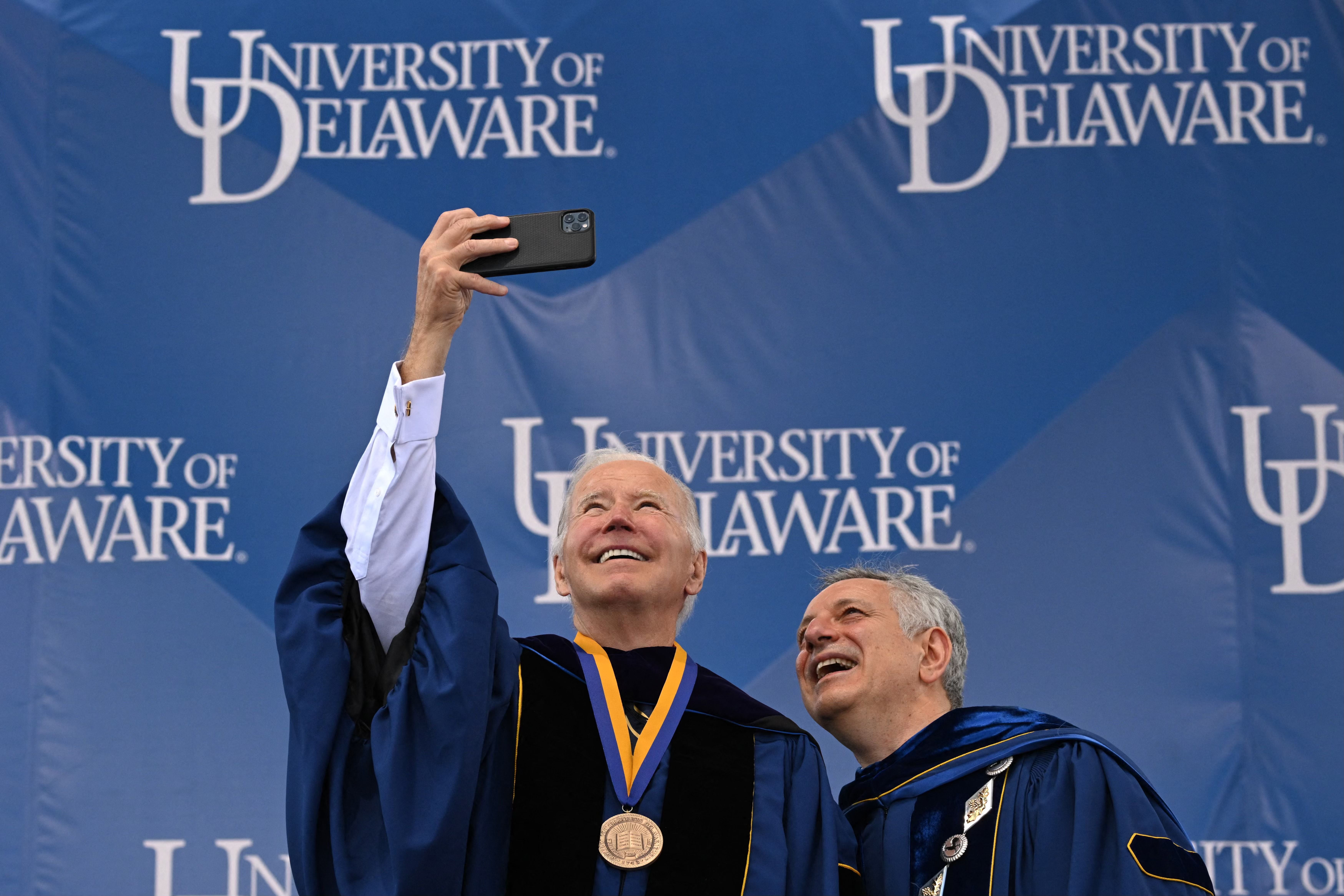 Biden attended the University of Delaware for college, he returned in 2022 to receive the Medal of Distinction