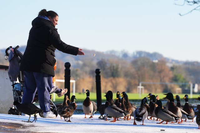Temperatures are expected to fall over the weekend, with some parts of the UK predicted to experience minus 20 (Jonathan Brady/PA)