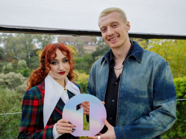 <p>Jack Saunders presenting Chappell Roan with her BBC Sound of 2025 prize</p>