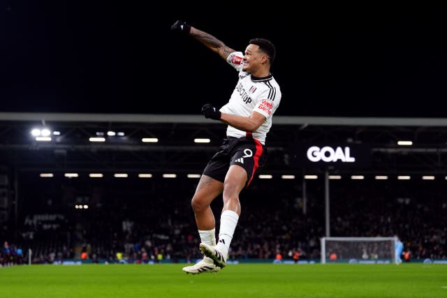 Fulham’s Rodrigo Muniz celebrates scoring (Bradley Collyer/PA)