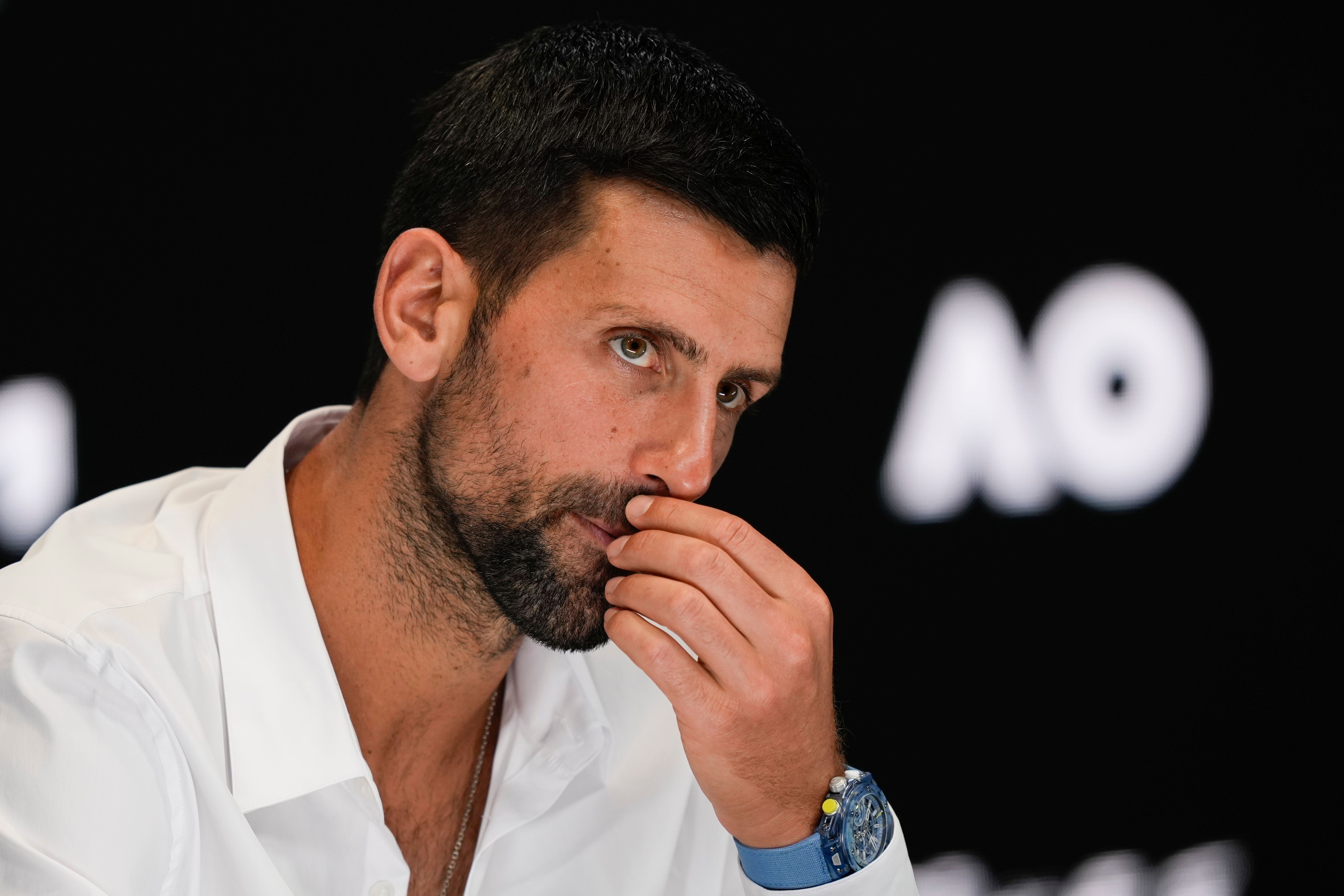 Novak Djokovic at a press conference in Melbourne