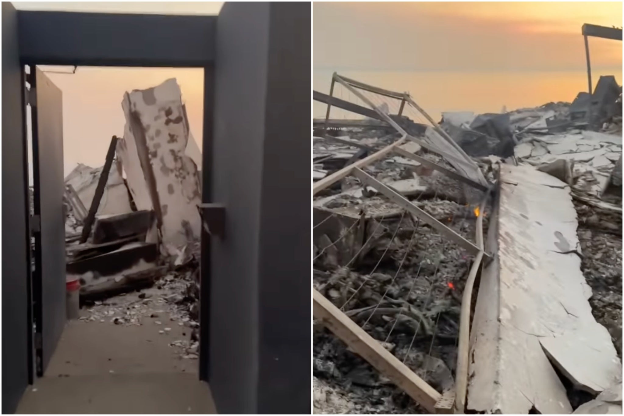 The destroyed remains of Paris Hilton’s Malibu mansion