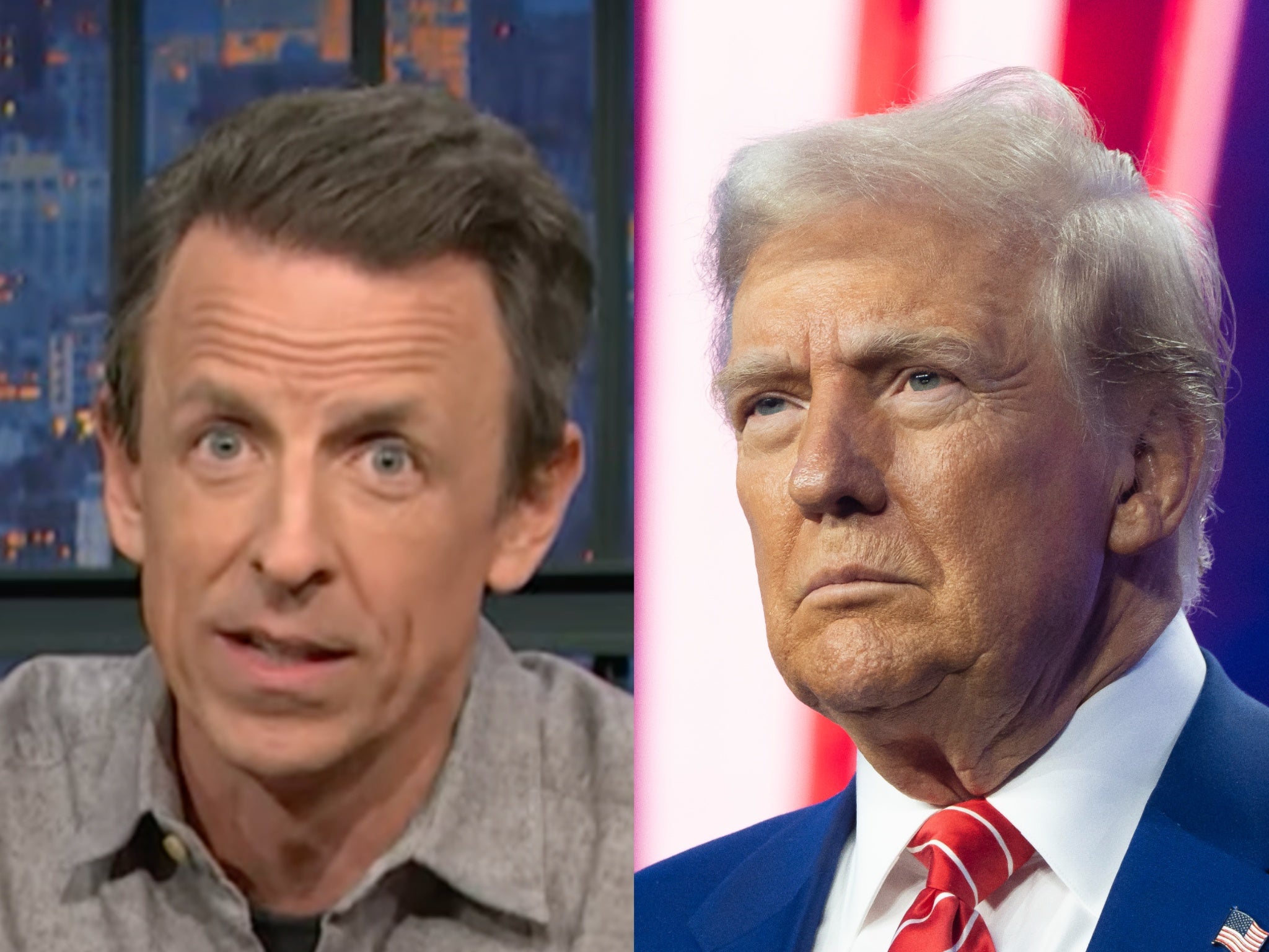 Seth Meyers hit out at Trump’s inaccurate claim about California governor Gavin Newson