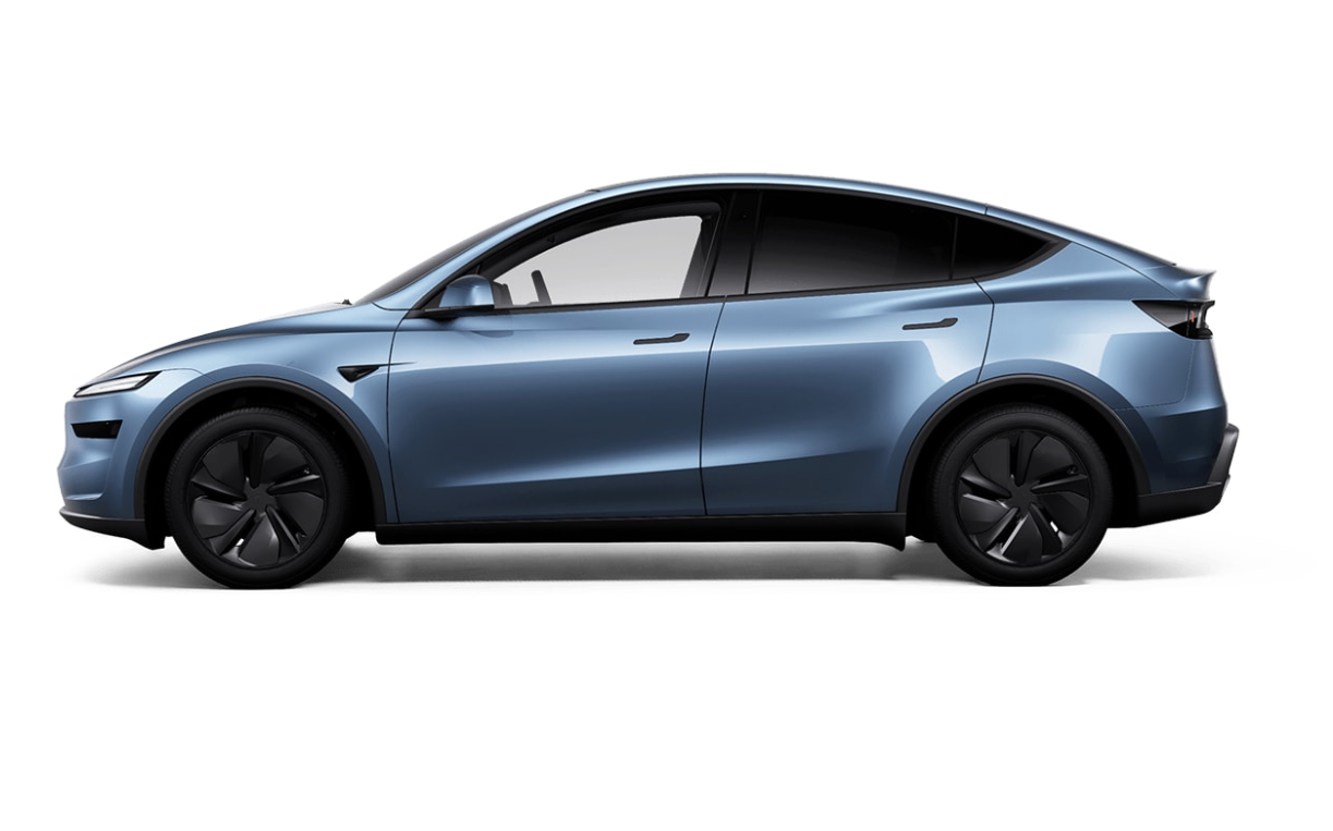 The new 2025 Tesla Model Y looks very similar to the outgoing car in profile and is available in a new glacier blue