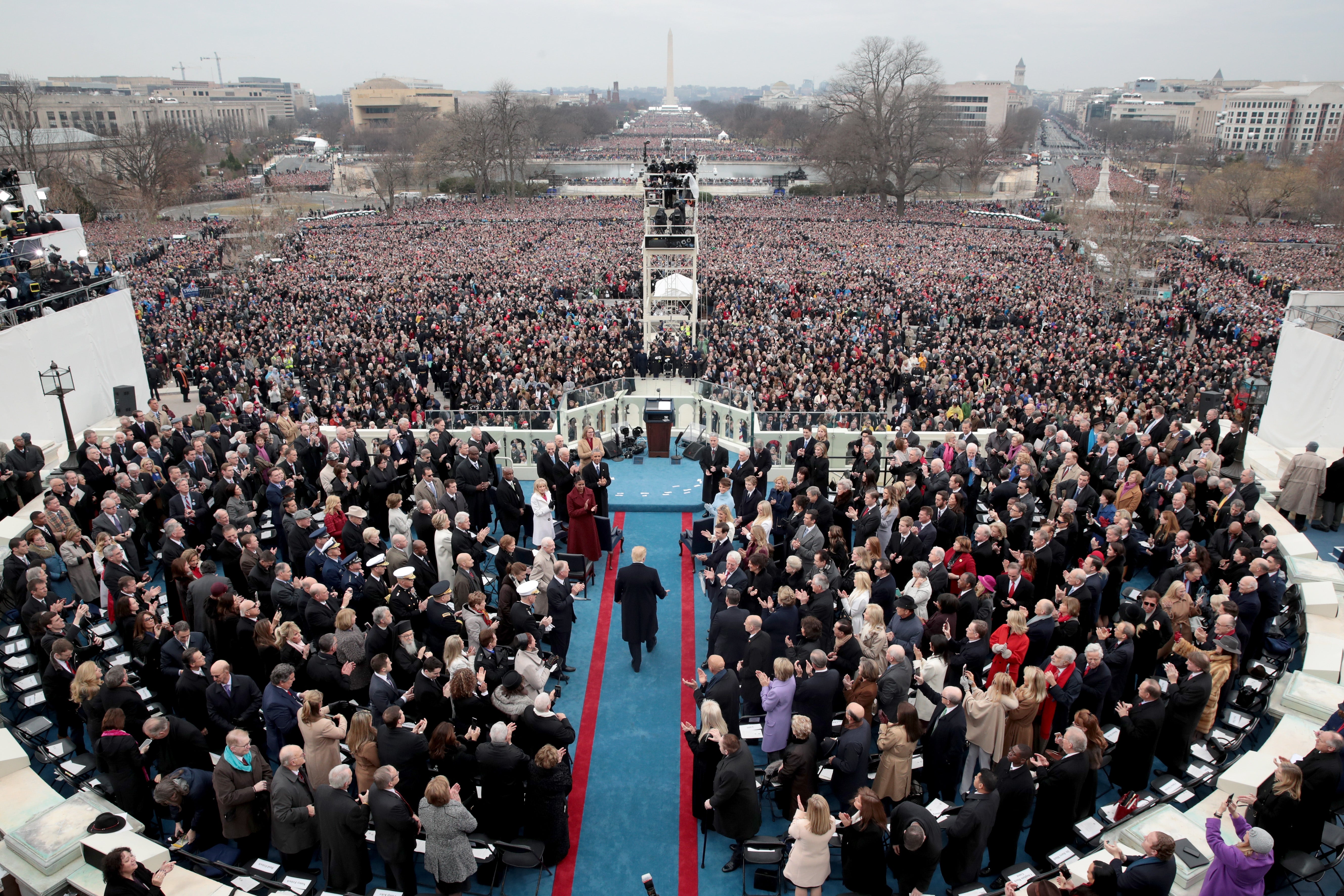 Donald Trump arrives at the U.S. Capitol on January 20, 2017 for his inauguration