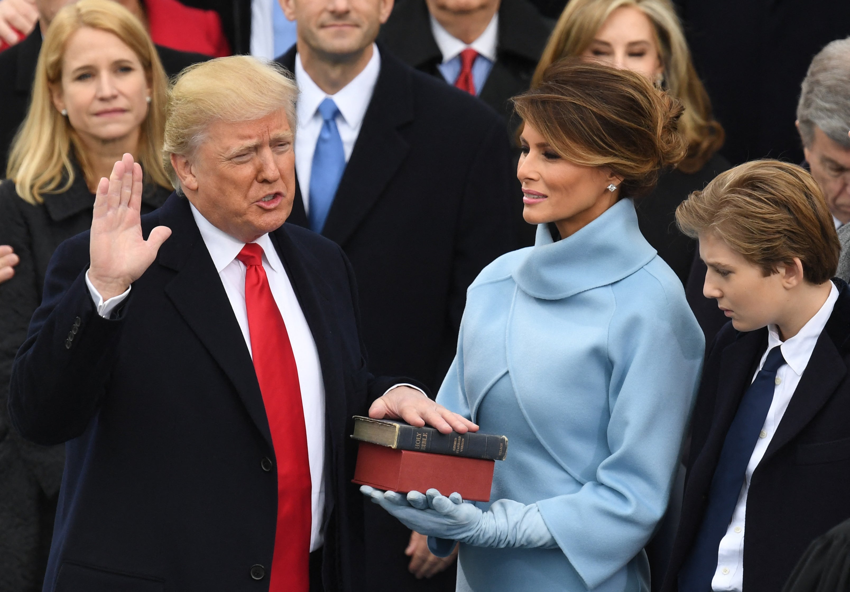 President-elect Donald Trump pictured as he’s swearing in for his first term as President on January 20, 2017