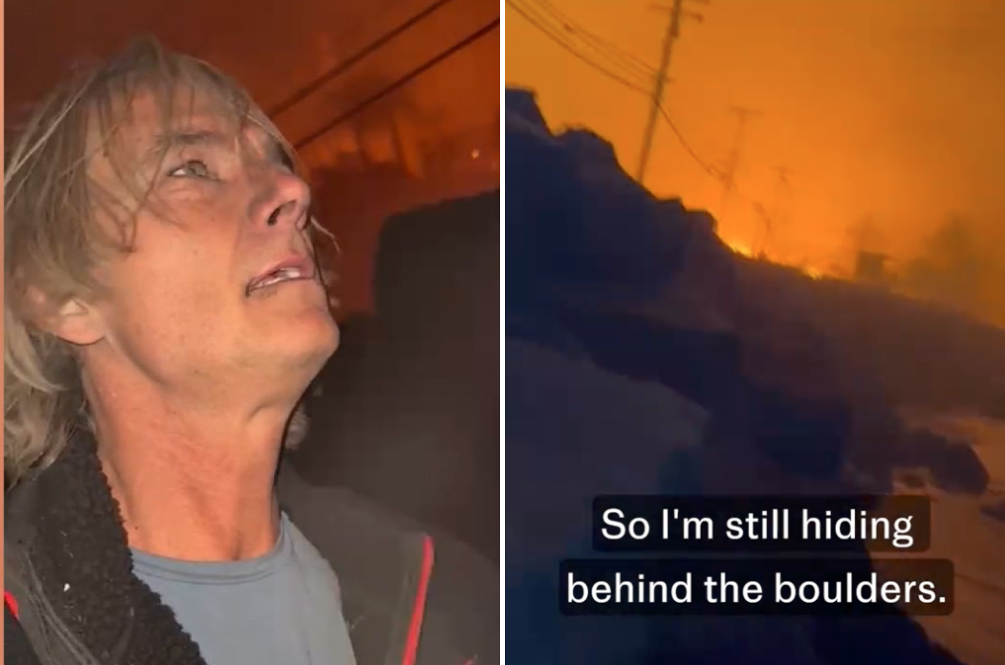 Actor films narrow escape from Palisades fire as he’s nearly forced into the ocean