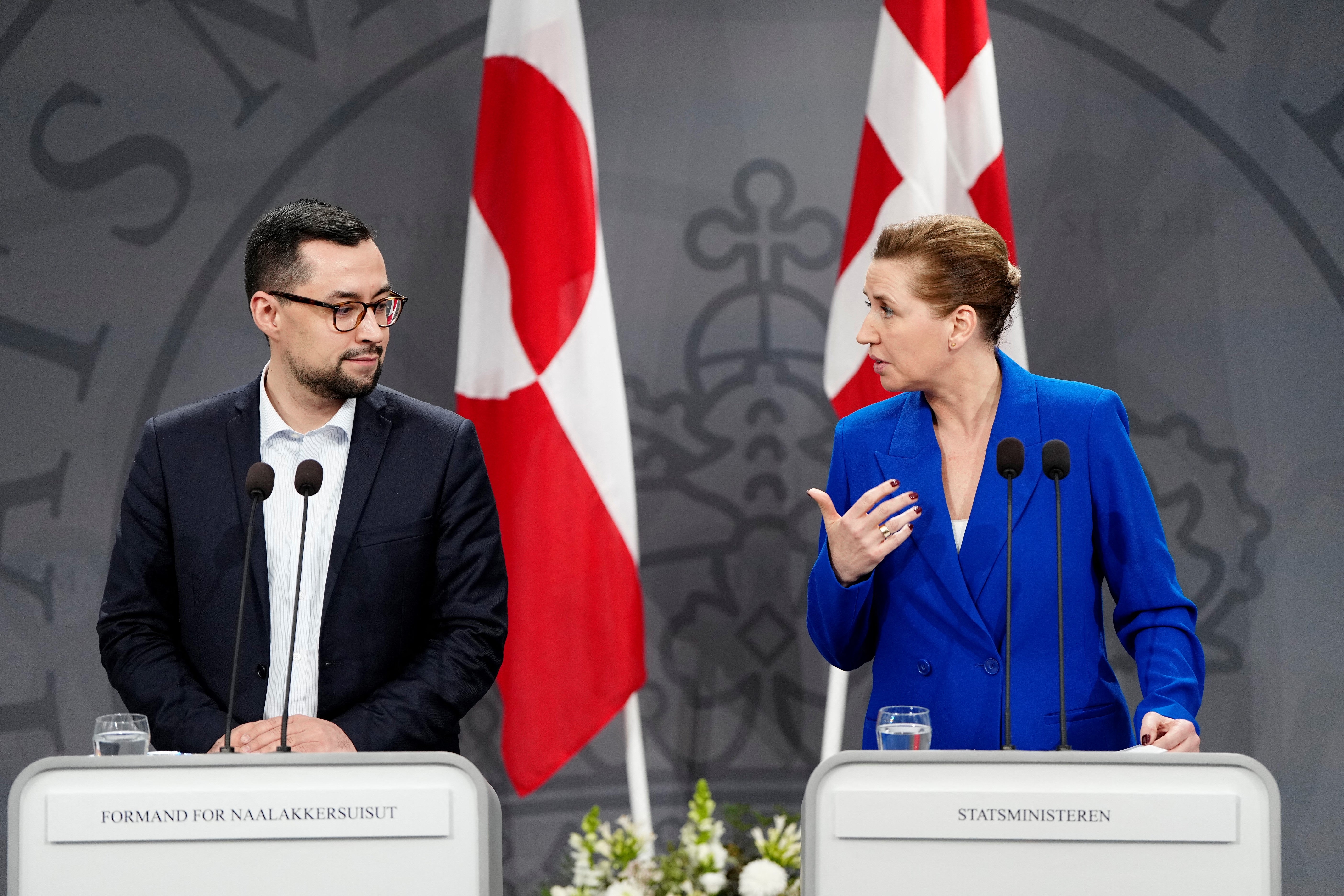 Greenland Premier (left) and Denmark Prime Minister (right) address the U.S.’s recent bid for Greenland in a press conference on Friday