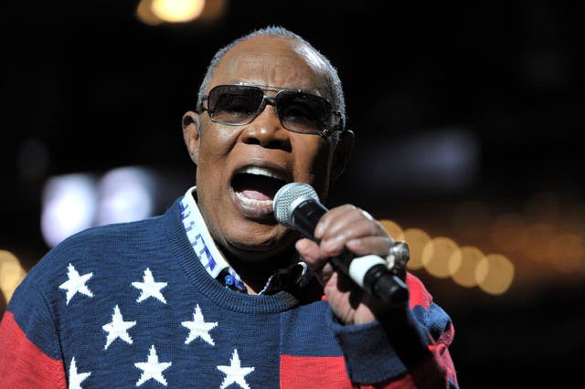 <p>FILE - Rock and Roll Hall of fame inductee Sam Moore, half of the soul duo Sam & Dave, performs during halftime at an NBA basketball game as part of the Memphis Grizzlies 13th annual MLK Jr. Celebration Day on Jan. 19, 2015, in Memphis, Tenn. (AP Photo/Brandon Dill, File)</p>
